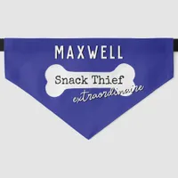 Funny Snack Thief Extraordinaire Dog Name on Bone Pet Bandana Collar