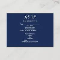 Elegant Nautical Wedding-Navy Blue, RSVP Enclosure Card