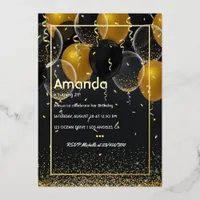 Gold Foil Balloon Birthday Foil Invitation