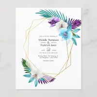 Watercolor Tropical Orchids Geometric Wedding Flyer