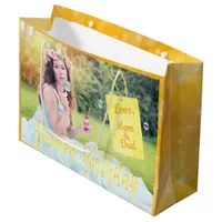 Custom photo gold mom dad large gift bag