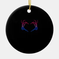 Skeleton Heart Bisexual Lgbt-Q Pride Skull Hand Ceramic Ornament