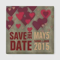 Modern Lovers Red Hearts Save the Date Magnet