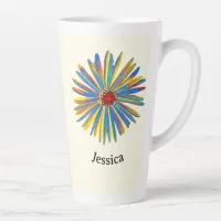 Multicolor Boho Flower Chic Personalized Floral Latte Mug