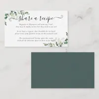 Bridal Shower Recipe Request | Eucalyptus  Enclosure Card