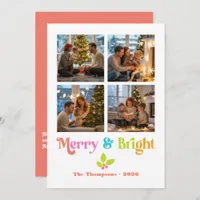 Non-Traditional Merry & Bright Modern Christmas Holiday Card