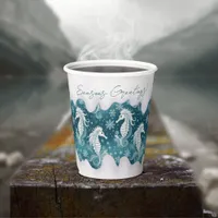 Coastal Christmas Seahorse & Snowflakes #13 ID1009 Paper Cups