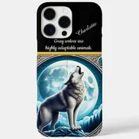 Wolf Howling at Full Moon at Night iPhone 16 Pro Max Case