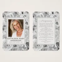 Florals Photo Funeral Memorial Prayer Card