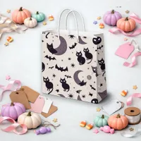Whimsical Black Cat Moon Pattern  Small Gift Bag