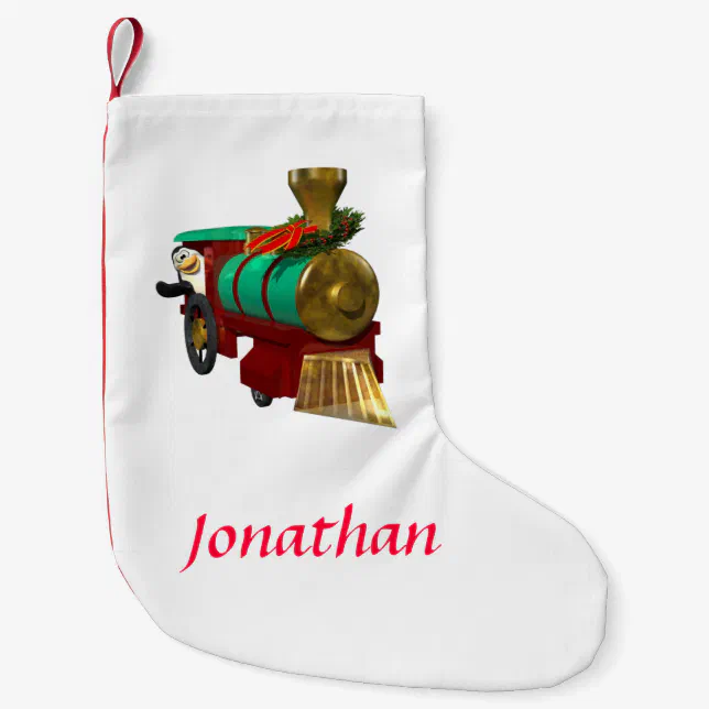 Cute Cartoon Penguin and Christmas Train Small Christmas Stocking