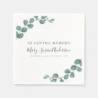 In Loving Memory Eucalyptus Funeral Memorial Wake  Napkins