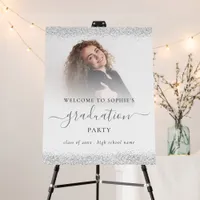 Silver Glitter Photo Overlay Welcome Graduation Foam Board