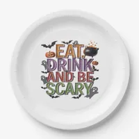 Eat Drink And Be Scary Halloween Party Spooky Desi Paper Plates