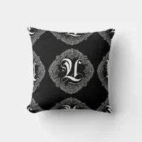 Elegant Goth Initial U Throw Pillow