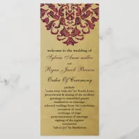 gold and pink Wedding program