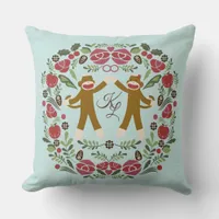 Sock Monkey Joy Throw Pillow