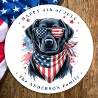 Patriotic Dog Red White Blue Labrador 4th Of July  Classic Round Sticker