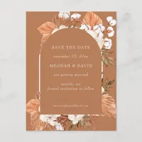 Rustic Terracotta Boho Pampas Arched Wedding  Announcement Postcard