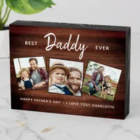 Rustic Best DADDY Ever Custom 3 Photo Father's Day Wooden Box Sign