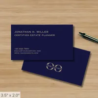 Simple Navy Blue and Gold Business Card