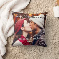 Happy Valentine's Day Personalized Photo & Names Throw Pillow