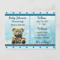 Baby Boy Teddy Bear Baby Shower Invitation