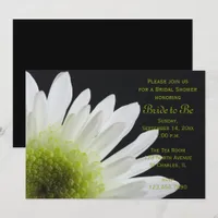 White Daisy on Black Bridal Shower Invitation