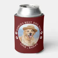 Custom Pet Photo Paw Prints Worlds Best Dog Dad Can Cooler