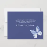 Blue Butterfly Funeral Memorial Thank You Card