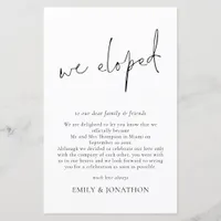 Budget We Eloped Script Elopement Announcement 