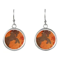 Majestic Horse in Asian Floral Tapestry Earrings