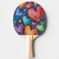 Hand Drawn Hearts & Stars Ping Pong Paddle