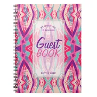 Purple Pink Aztec Boho Tribal Guest Book