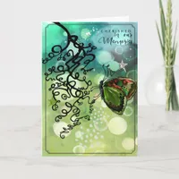 Green Bokeh Light Butterfly Swirl Sympathy Card