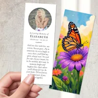 In Loving Memory Flowers Butterfly Photo Funeral Bookmarks