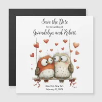 Save the Date Wedding Magnet Cute Owl Couple 