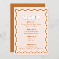 Retro Squiggle Wavy Terracotta Wedding  Menu