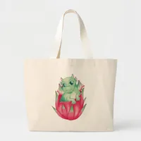 Baby Dragon in a Dragon Fruit  Large Tote Bag