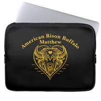 Bison Buffalo Illustration in Heart Shape Design Laptop Sleeve