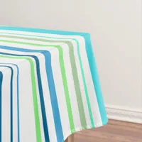 Aqua Blue Green Beach Color Stripes Tablecloth