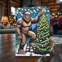 Funny Christmas Bigfoot Sasquatch Personalized Card