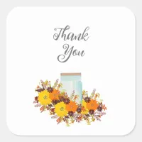 Modern Sunflower Rustic Country Wedding Square Sticker