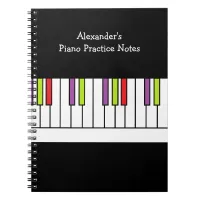 Colorful Piano Keys Music Practice Personalised Notebook