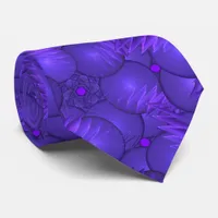 Purple planets, modern fractal pattern neck tie