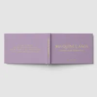 Elegant Modern Purple Gold Quinceañera Foil Guest Book