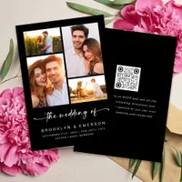 Modern Four Photo QR Code RSVP Wedding Invitation