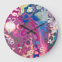 Purple, blue and pink Digital Modern Abstract   Large Clock