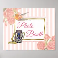 Pink Floral Photo Booth Wedding Sign Poster