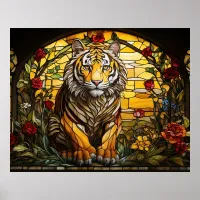 *~*  Roses TIGER 5:4 AP68 Fantasy Stained Glass  Poster